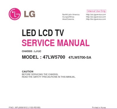 Mais informações sobre "Manual Service LG 47LW5700 - Chassis LJ12C"