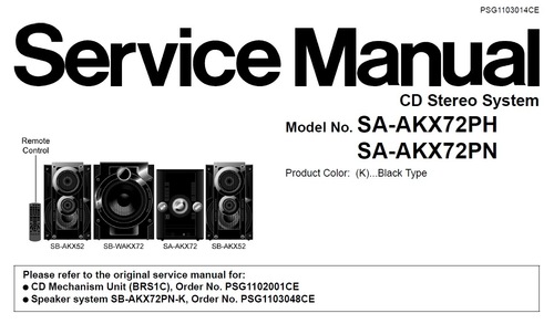 Mais informações sobre "Mini System Panasonic - SA-AKX72SA - AKX72PN - Service Manual"