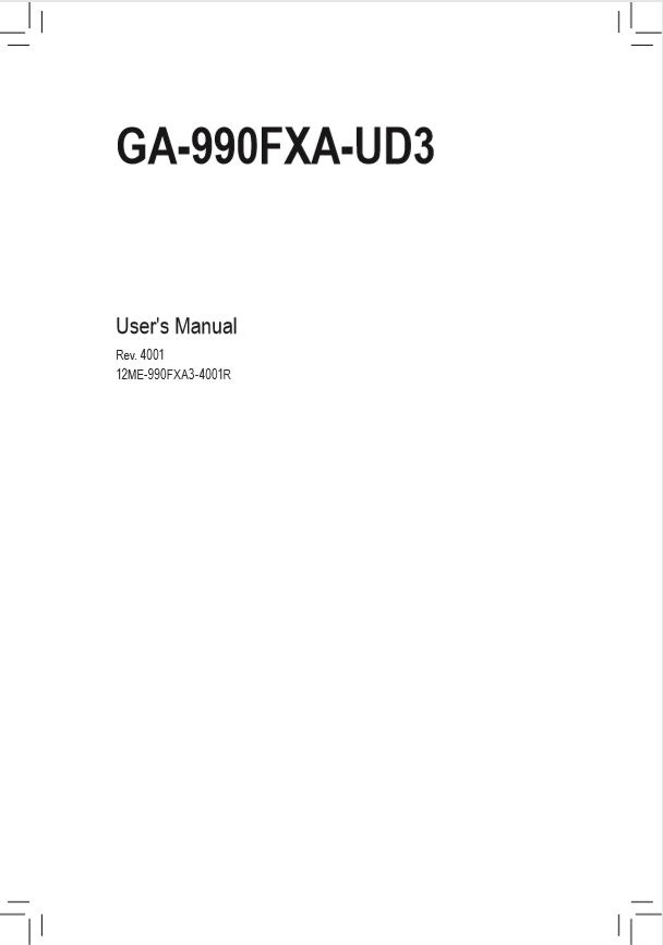 GIGABYTE GA-990FXA-UD3 Rev 4.0 User's Manual