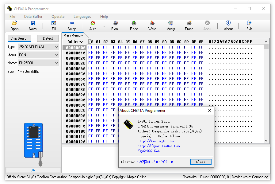 Programa do Gravador CH341A versão 1.34 para Windows