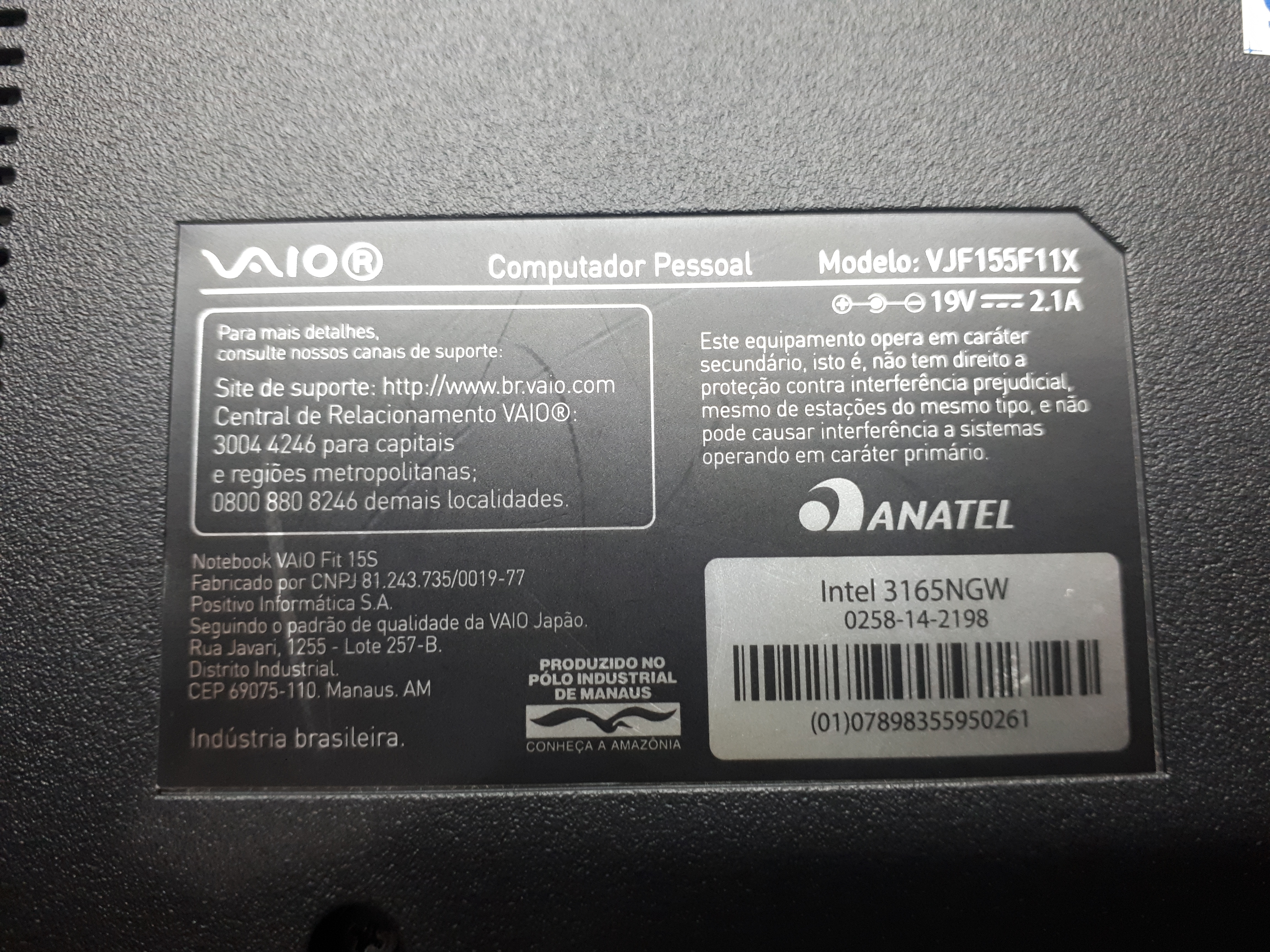 BIOS VAIO VJF155F11X -  N240 JUMB - 0D