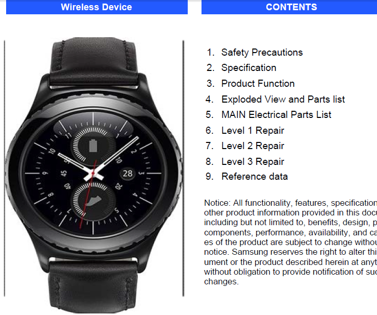 SAMSUNG SM-R735V Gear S2 Classic 3G - Service Manual