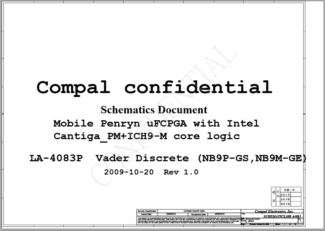 HP Pavillion DV7-1262US  - MB Compal LA-4083P rev1.0