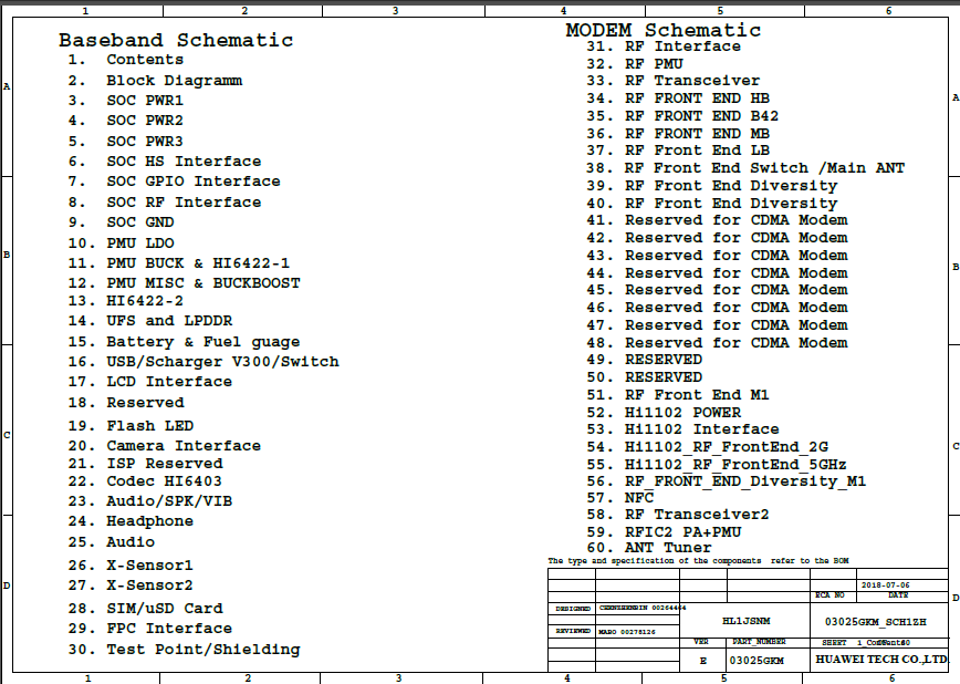 HUAWEI Honor 8X MB HL1JSNM Ver E - Schematic