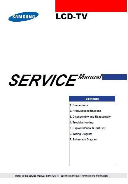 Service Manual Schematic Diagram Samsung TV LN46N81 e LN40M81B