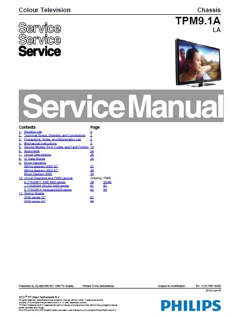 Service Manual TV Philips 32PFL3007 e 42PFL3007