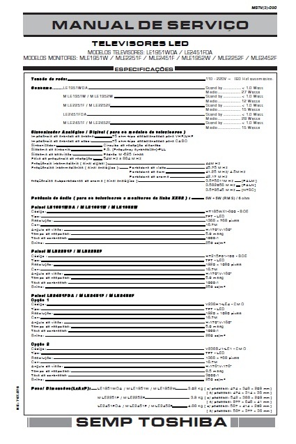 MANUAL DE SEVIÇO TV STI LE1951WDA LE2451WDA