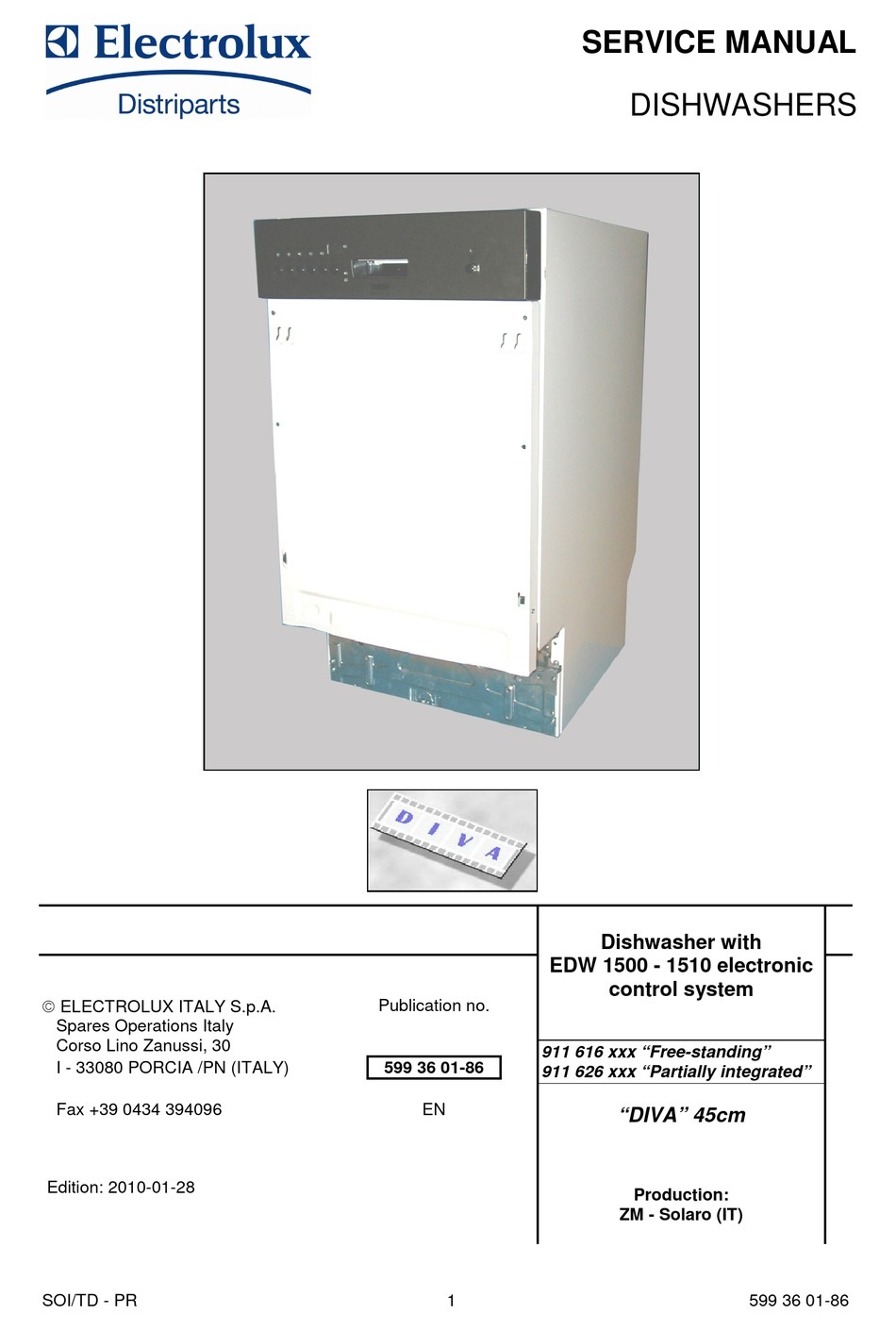 Electrolux EDW1500 dishwasher-esquema e partes