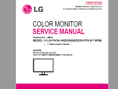 Manual de serviço LG W2253V chassis LM91C