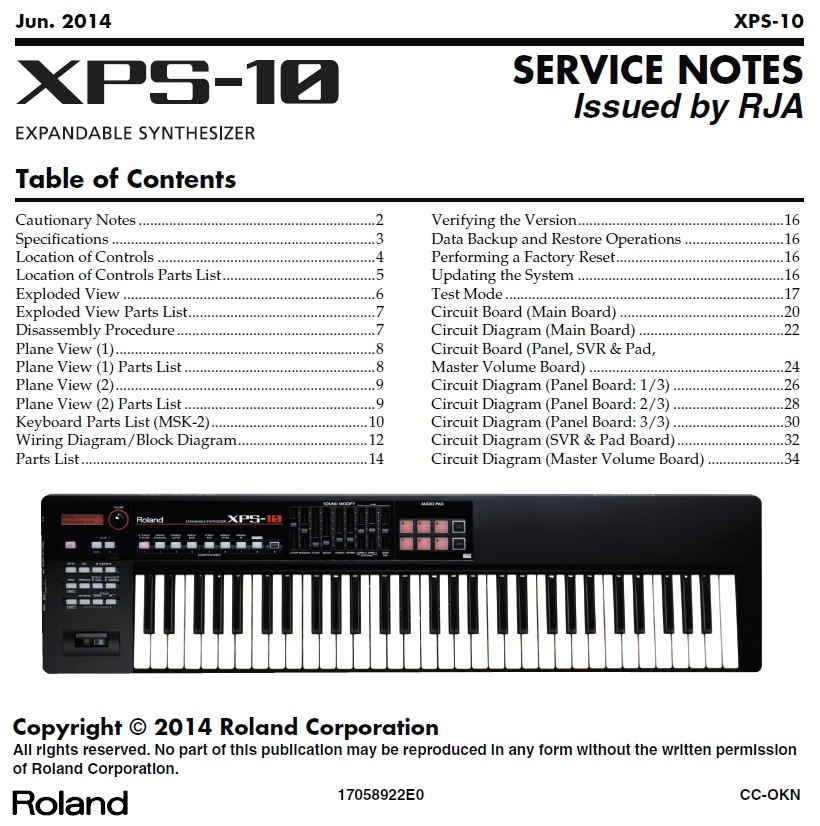 Roland XPS 10 Service Manual