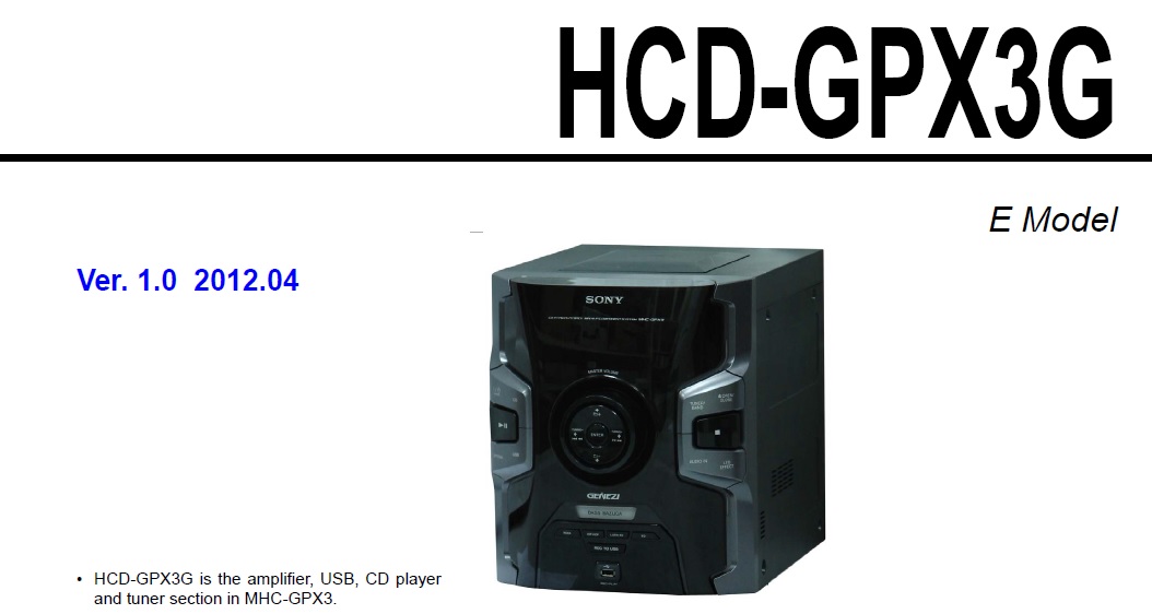 Manual de serviço Som Sony MHC-GPX3G com esquema elétrico