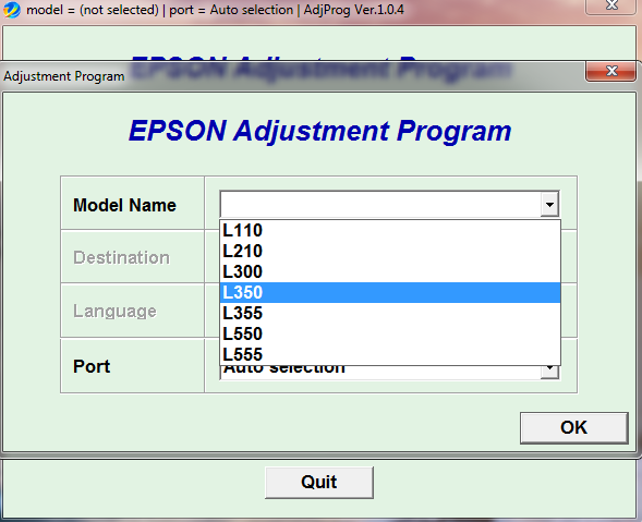 Reset Epson L110-L210-L300-L350-L355-L550-L555 / 1.0.4