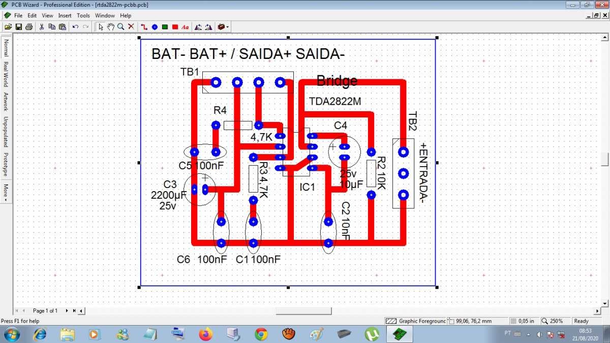 Projeto mini amplificador de Áudio tda2822m bridge em ponte!!!!