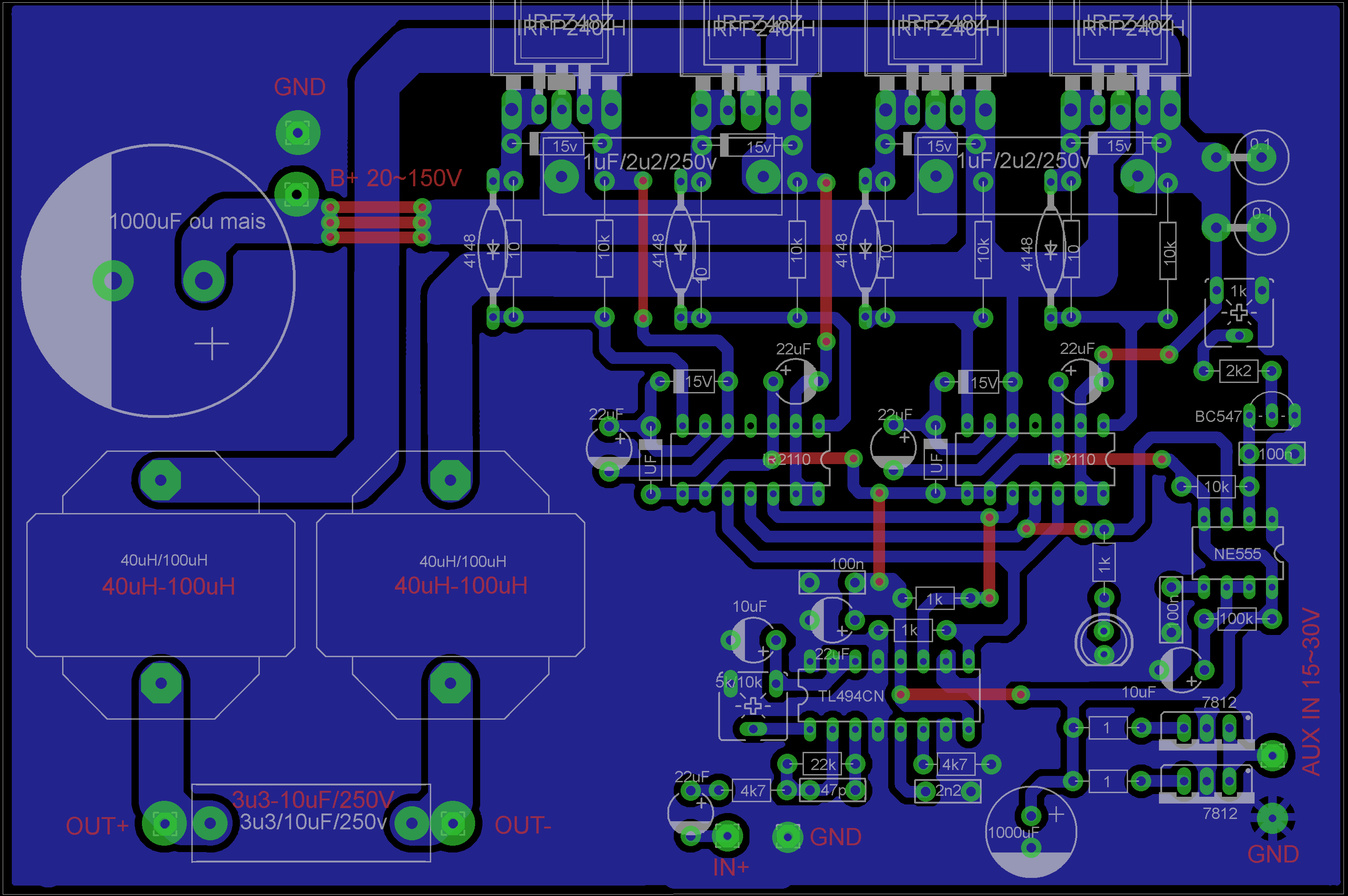 Amplificador tl494 classe D Full bridge 1000 watts .brd .sch PDF'setc!!!!
