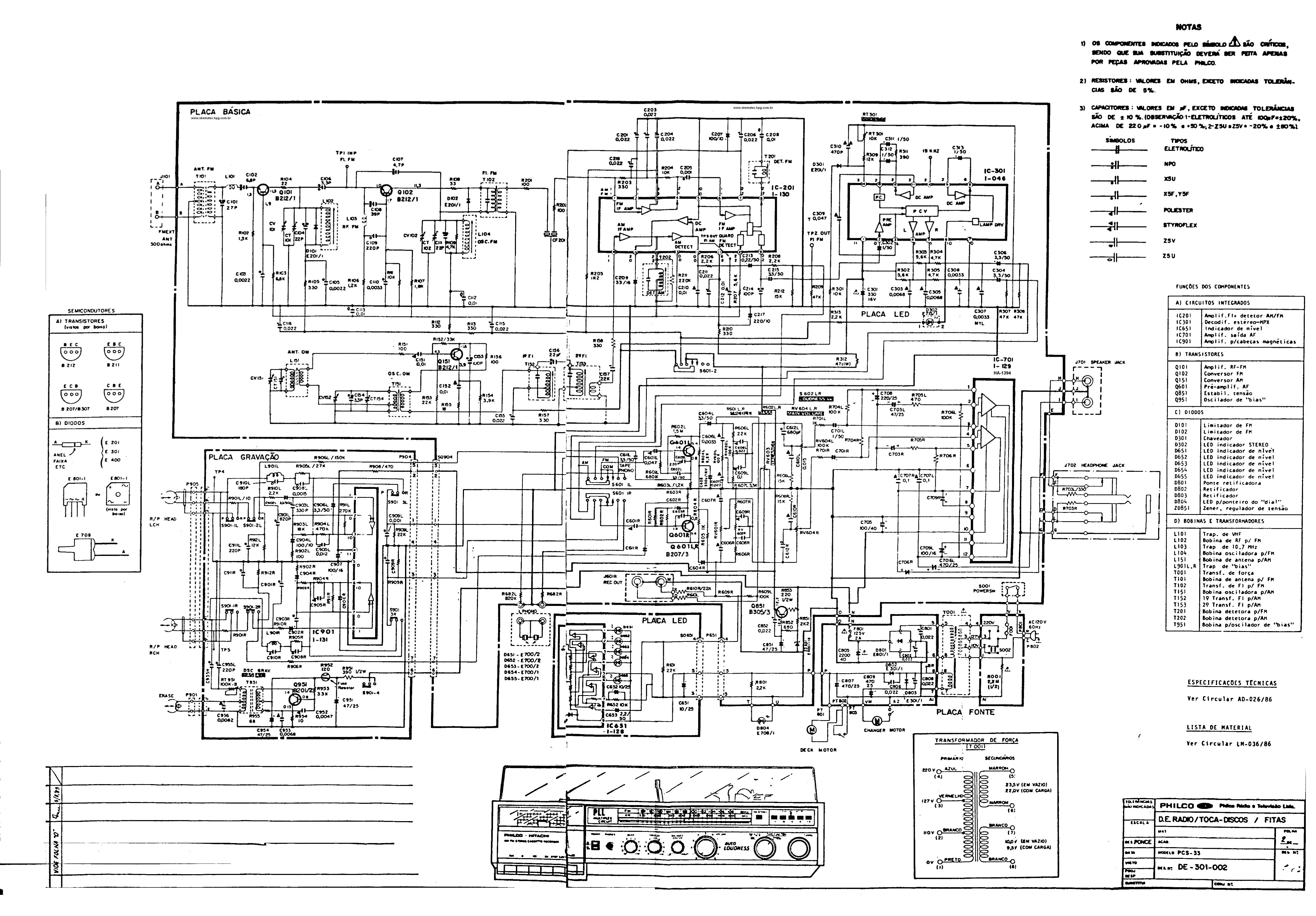 Esquema Aparelho de som 3x1 Philco Hitachi  ModeloPOS33