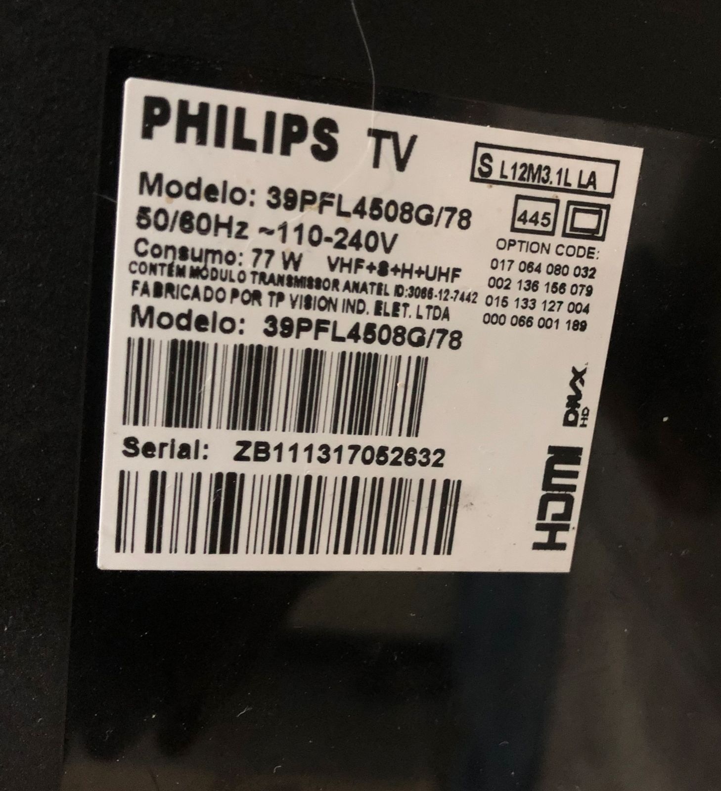 Tv Philips 39PFL4508G/78 + L12M3.1++PFL3508-3518-4508-5508-7008-8008