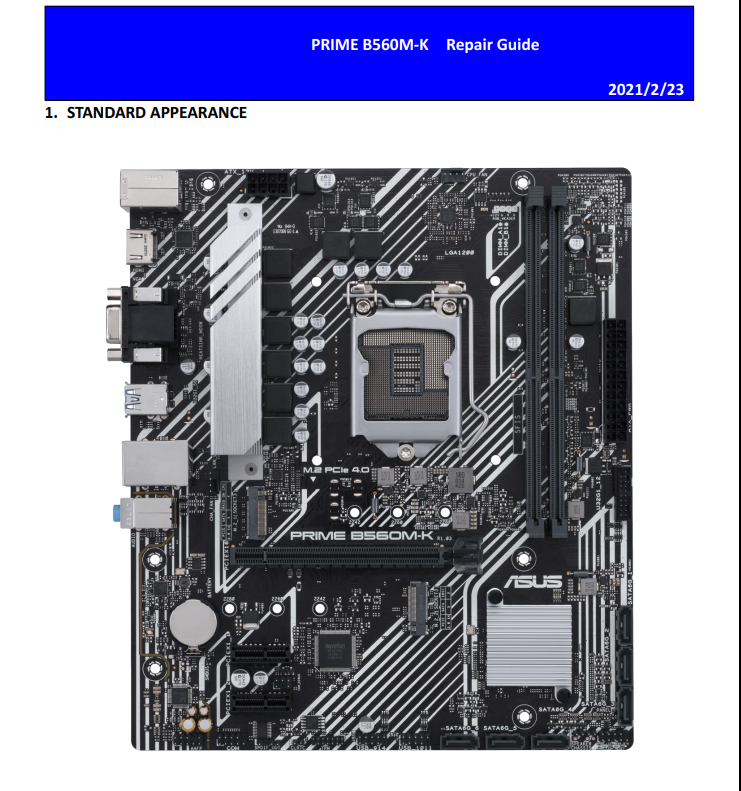 Mais informações sobre "ASUS PRIME B560M-K Repair Guide"