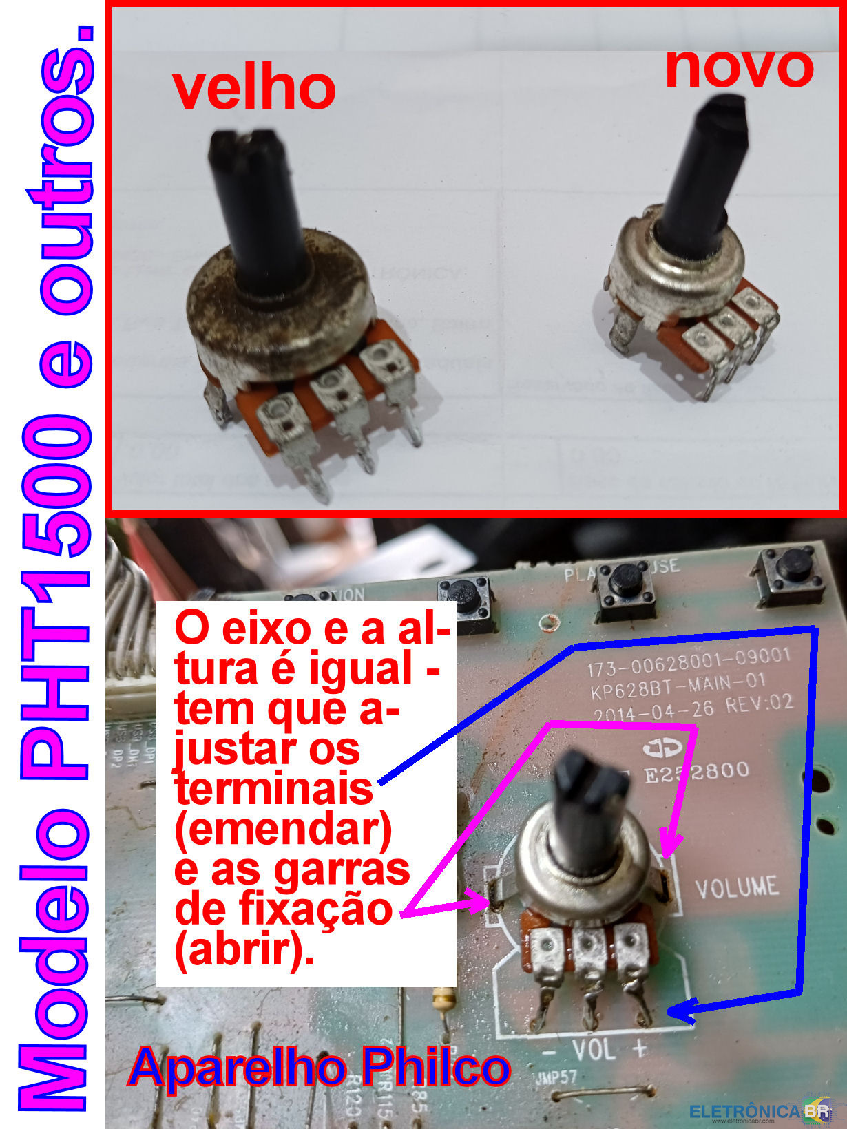 PHT-1500 - Caixa Amplificada Philco. Potenciômetro diferente.