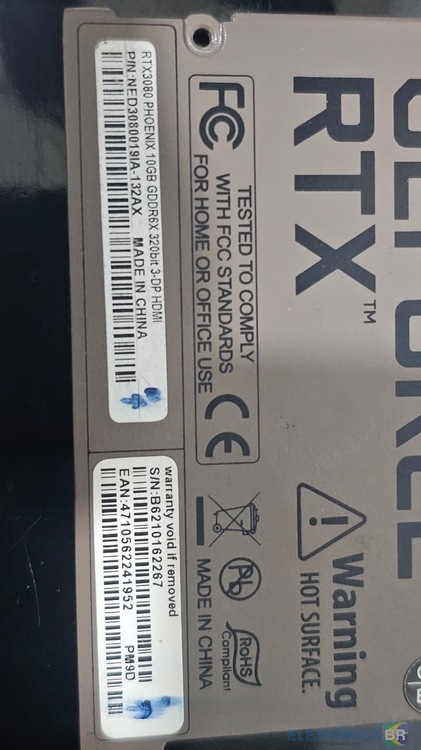 RTX 3080 GAINWARD PHOENIX - SEM IMAGEM - COOLER NO MAXIMO