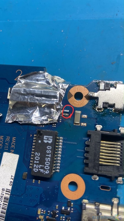 Samsung np550xcj BA41-02814A (Allrounder2-15) - Componente queimado após troca de jack de carga